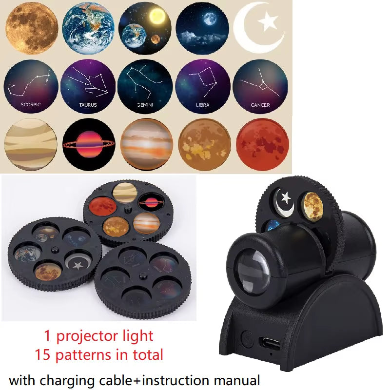 Earth Moon Projection Lamp Star Projector Planet Projector Background Atmosphere Led Night Light for Kids Bedroom Wall Decor